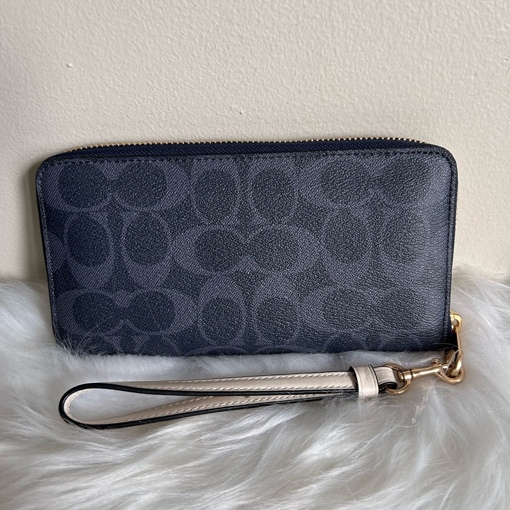 Coach Signature Long Zip Around Wallet Denim Multi Canvas New - Picture 2 of 5